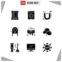 9 Icons Solid Style Grid Based Creative Glyph Symbols for Website Design Simple Solid Icon Signs Isolated on White Background 9 Icon Set Creative Black Icon vector background