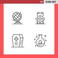 4 Icon Pack Line Style Outline Symbols on White Background Simple Signs for general designing Creative Black Icon vector background