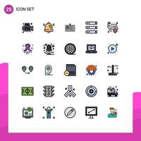 Universal Icon Symbols Group of 25 Modern Filled line Flat Colors of server hosting corporate files pass Editable Vector Design Elements