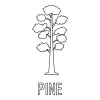 Pine icon, outline style. vector