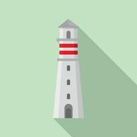 Sea lighthouse icon, flat style vector