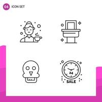 Outline Icon set Pack of 4 Line Icons isolated on White Background for responsive Website Design Print and Mobile Applications Creative Black Icon vector background