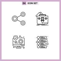 4 iconos creativos signos y símbolos modernos de conectar maletín compartir bolsa aplicación elementos de diseño vectorial editables vector