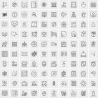 Pack of 100 Universal Line Icons for Mobile and Web vector