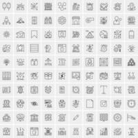 paquete de 100 iconos de líneas universales para móviles y web vector