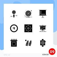 9 Universal Solid Glyphs Set for Web and Mobile Applications chart gears blackboard control mouse Editable Vector Design Elements