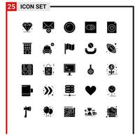 Modern Set of 25 Solid Glyphs and symbols such as building favorite dish document switch Editable Vector Design Elements