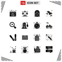 16 Icons Solid Style Grid Based Creative Glyph Symbols for Website Design Simple Solid Icon Signs Isolated on White Background 16 Icon Set Creative Black Icon vector background