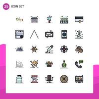 Universal Icon Symbols Group of 25 Modern Filled line Flat Colors of money tubes jumping test blood Editable Vector Design Elements