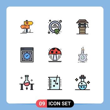 9 Filledline Flat Color concept for Websites Mobile and Apps water watch agriculture device computer Editable Vector Design Elements