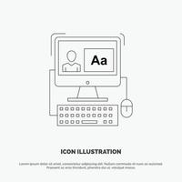 Computer Screen Software Editing Line Icon Vector