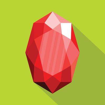 Red adamant icon, flat style.