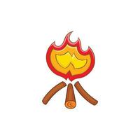 Campfire icon in cartoon style vector