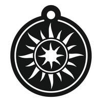 Magic sun medallion icon, simple style vector