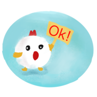 Chicken sticker icon hand drawing. png