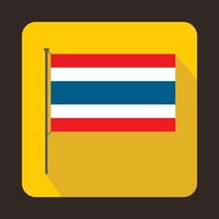 Flag of Thailand with flag pole icon, flat style vector