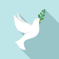 White peace pigeon icon, flat style vector