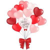 3D Heart Balloon isolated, illustration Group of Red and White Heart Shape frying, Concept for Valentines Day Greeting Card png