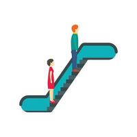People at escalator icon, flat style vector
