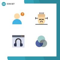 4 Thematic Vector Flat Icons and Editable Symbols of anonymous help horror chat circles Editable Vector Design Elements