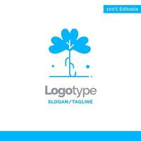 trébol verde irlanda planta irlandesa azul plantilla de logotipo sólido lugar para el eslogan vector