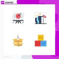 4 Creative Icons Modern Signs and Symbols of arrow box target win shepping Editable Vector Design Elements