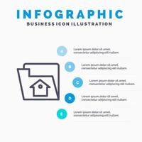 Home File Setting Service Line icon with 5 steps presentation infographics Background vector