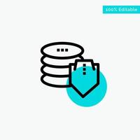 Shield Dollar Security Secure turquoise highlight circle point Vector icon