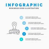 Stamp Clone Press Logo Line icon with 5 steps presentation infographics Background vector