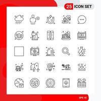 Creative Set of 25 Universal Outline Icons isolated on White Background Creative Black Icon vector background