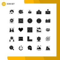 Pictogram Set of 25 Simple Solid Glyphs of interface user world building lighter Editable Vector Design Elements