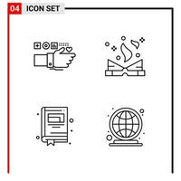 4 General Icons for website design print and mobile apps 4 Outline Symbols Signs Isolated on White Background 4 Icon Pack vector