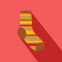 Warm sock icon, flat style vector