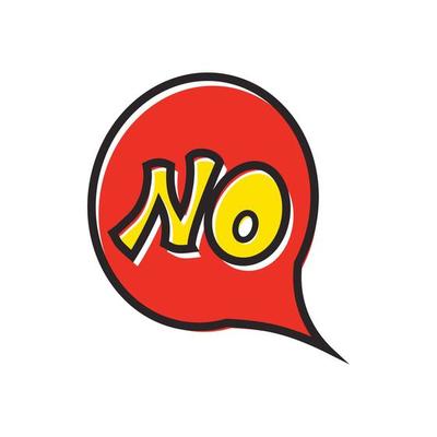 Word no in bubble speech icon, flat style