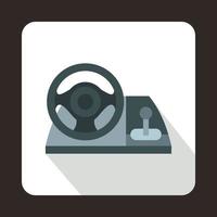 Gaming steering wheel icon, flat style