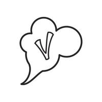 Checkmark in cloud icon, outline style vector