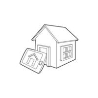 Smart home icon, outline style vector