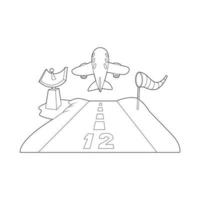 Runway icon, outline style vector