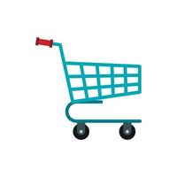 Basket on wheels icon, flat style vector