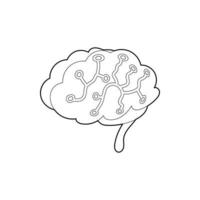 Sensors on human brain icon, outline style vector