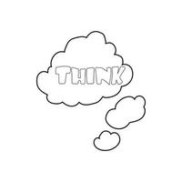Cloud with think inscription icon, outline style vector