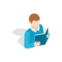 Student reading a book icon, isometric 3d style vector