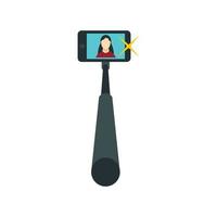 Selfie monopod stick with smartphone icon vector