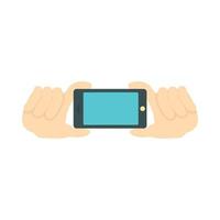 manos sosteniendo un teléfono como para un icono de selfie vector