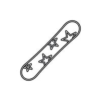 Snowboard icon, outline style vector