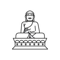 icono de la estatua de buda, estilo de esquema vector