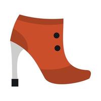 Brown boot with high heel icon, flat style vector