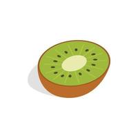 la mitad del icono de la fruta de kiwi, estilo isométrico 3d vector