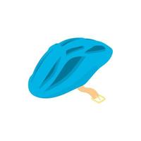 icono de casco de bicicleta azul, estilo de dibujos animados vector