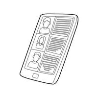 Resumes on the tablet screen icon, outline style vector